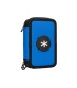 Plumier escolar antartik triple cremallera color azul 36 piezas