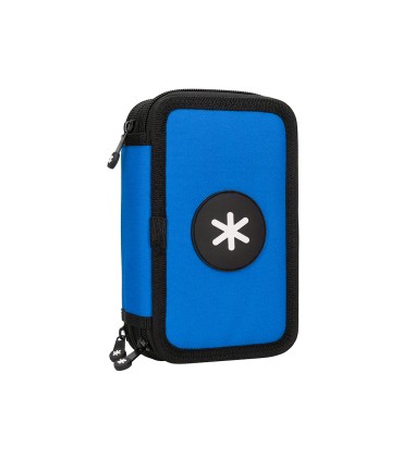 Plumier escolar antartik triple cremallera color azul 36 piezas
