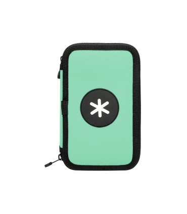 Plumier escolar antartik doble cremallera color menta 28 piezas