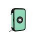 Plumier escolar antartik doble cremallera color menta 28 piezas