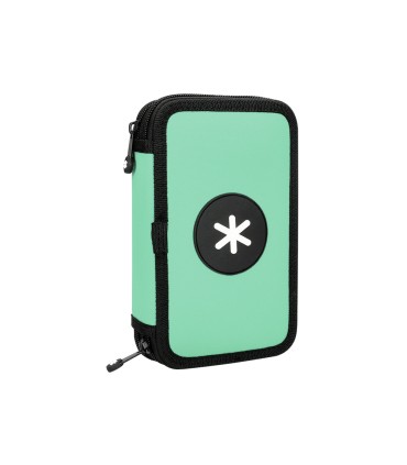 Plumier escolar antartik doble cremallera color menta 28 piezas