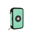 Plumier escolar antartik doble cremallera color menta 28 piezas