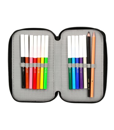 Plumier escolar antartik doble cremalllera color azul 28 piezas