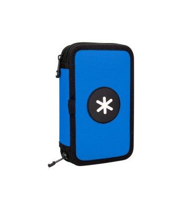 Plumier escolar antartik doble cremalllera color azul 28 piezas