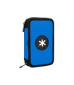 Plumier escolar antartik doble cremalllera color azul 28 piezas