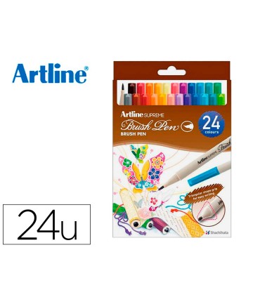 Rotulador artline supreme brush epfs pintura base de agua punta tipo pincel trazo fino bolsa de 24 unidades