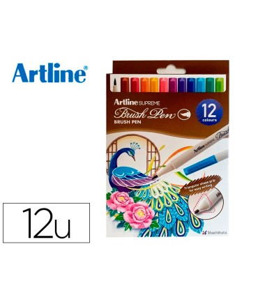 Rotulador artline supreme brush epfs pintura base de agua punta tipo pincel trazo fino bolsa de 12 unidades