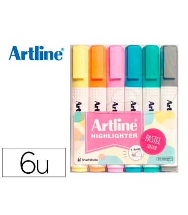 Rotulador artline fluorescente ek 660 colores pastel bolsa de 6 unidades colores surtidos