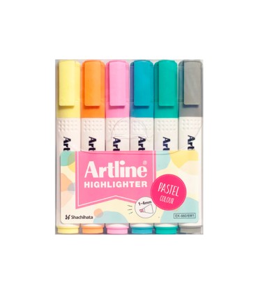 Rotulador artline fluorescente ek 660 colores pastel bolsa de 6 unidades colores surtidos