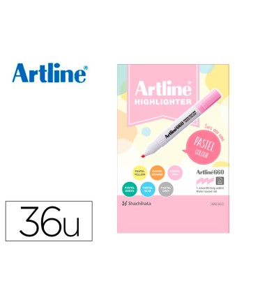 Rotulador artline fluorescente ek 660 colores pastel expositor de 36 unidades colores surtidos