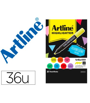 Rotulador artline fluorescente ek 660 expositor de 36 unidades colores surtidos