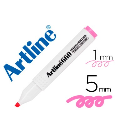 Rotulador artline fluorescente ek 660 rosa pastel punta biselada