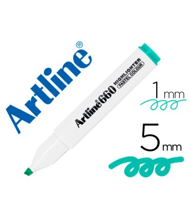 Rotulador artline fluorescente ek 660 verde pastel punta biselada