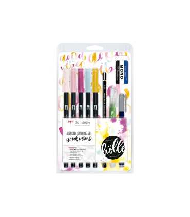 Set de caligrafia tombow blended lettering good vibes 9 piezas