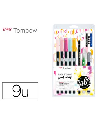 Set de caligrafia tombow blended lettering good vibes 9 piezas