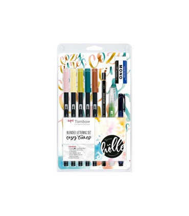 Set de caligrafia tombow blended lettering cozy times 9 piezas