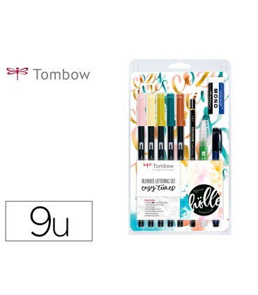 Set de caligrafia tombow blended lettering cozy times 9 piezas