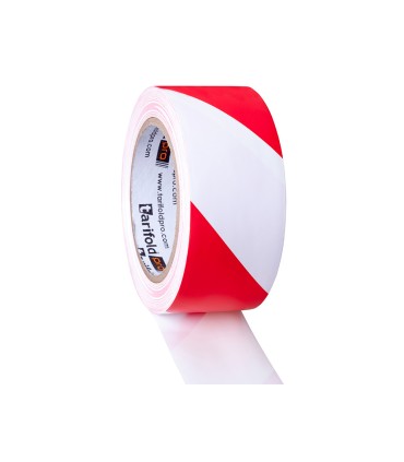 Cinta adhesiva tarifold seguridad para marcaje y senalizacion de suelo 33 mt x 50 mm color blanco rojo