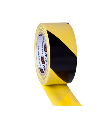 Cinta adhesiva tarifold seguridad para marcaje y senalizacion de suelo 33 mt x 50 mm color negro amarillo