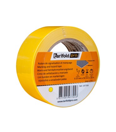 Cinta adhesiva tarifold para marcaje y senalizacion de suelo 33 mt x 50 mm color amarillo