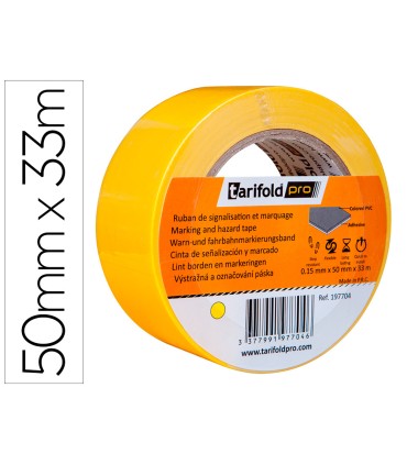 Cinta adhesiva tarifold para marcaje y senalizacion de suelo 33 mt x 50 mm color amarillo