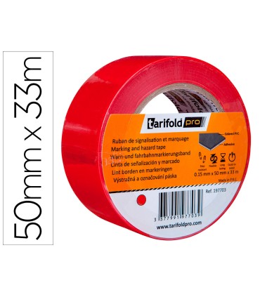 Cinta adhesiva tarifold para marcaje y senalizacion de suelo 33 mt x 50 mm color rojo