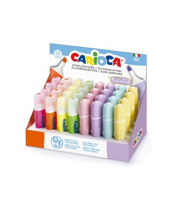 Rotulador carioca fluorescente color pastel expositor de 32 unidades colores surtidos