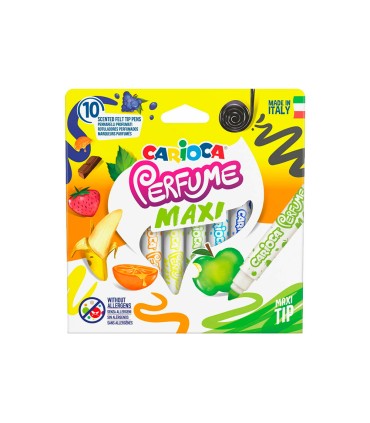 Rotulador carioca perfumado punta maxi lavable caja de 10 unidades colores surtidos