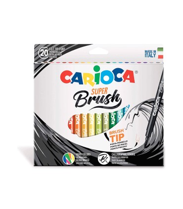 Rotulador carioca punta de pincel lavable caja de 20 unidades colores surtidos