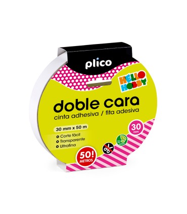 Cinta adhesiva plico doble cara transparente 50 mt x 30 mm