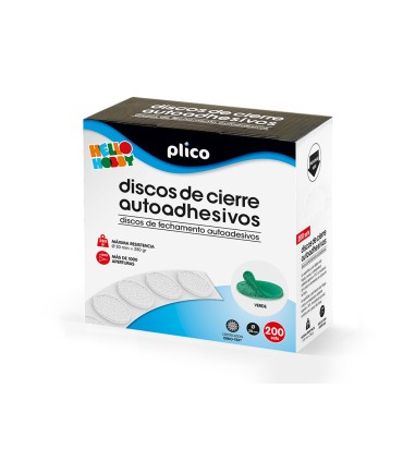 Disco de cierre plico velcro autoadhesivo 20 mm diametro color verde caja de 200 unidades