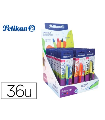 Expositor pelikan sobremesa erase 20 contenido 60 rollers colores surtidos y 36 recambios colores surtidos