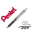 Boligrafo pentel energel bl407a retractil 0,7 mm tinta gel negra cuerpo metalico plata con estuche