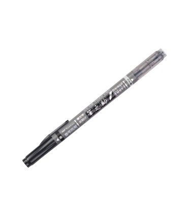 Rotulador tombow fudenosuke tinta base de agua doble punta blanda color gris negro