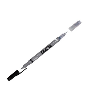 Rotulador tombow fudenosuke tinta base de agua doble punta blanda color gris negro