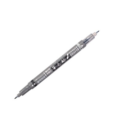 Rotulador tombow fudenosuke tinta base de agua doble punta blanda color gris negro