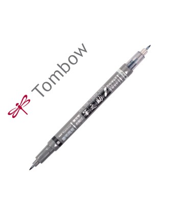 Rotulador tombow fudenosuke tinta base de agua doble punta blanda color gris negro