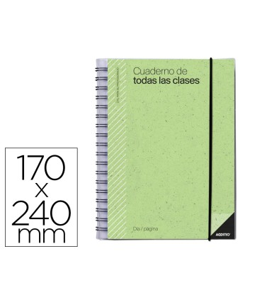 Cuaderno de todas las clases profesorado addittio 256 paginas dia pagina color verde 170x240 mm