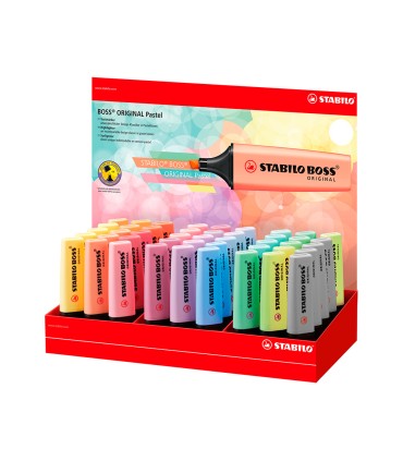 Rotulador stabilo boss fluorescente 70 pastel expositor de 45 unidades colores surtidos