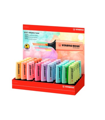 Rotulador stabilo boss fluorescente 70 pastel expositor de 45 unidades colores surtidos