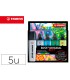 Rotulador stabilo boss fluorescente 70 arty line colores frios estuche carton de 5 unidades colores