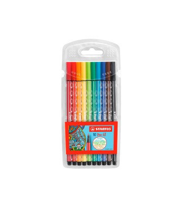 Rotulador stabilo acuarelable pen 68 estuche carton de 10 unidades colores surtidos