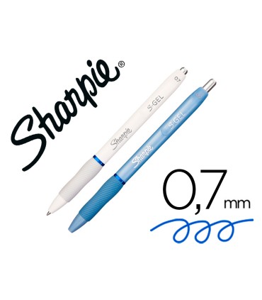 Boligrafo sharpie fashion retractil tinta gel azul 07 mm color azul hielo y blanco