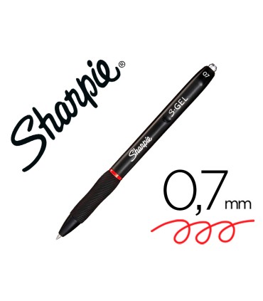 Boligrafo sharpie retractil tinta gel punta 07 mm color rojo