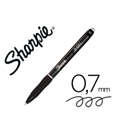 Boligrafo sharpie retractil tinta gel punta 07 mm color negro