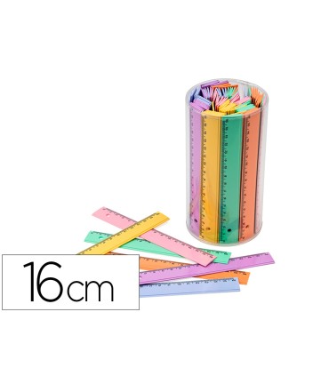 Regla faibo plastico 16 cm bote de 100 unidades colores surtidos