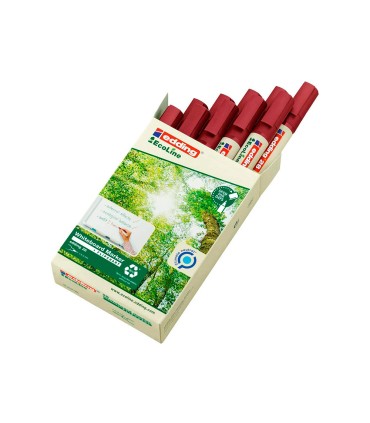 Rotulador edding 28 para pizarra blanca ecoline 90 reciclado color rojo punta redonda 15 3 mm recargable