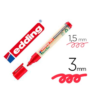 Rotulador edding 28 para pizarra blanca ecoline 90 reciclado color rojo punta redonda 15 3 mm recargable