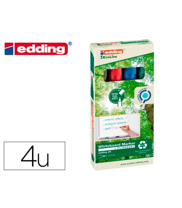 Rotulador edding 28 para pizarra blanca ecoline 90 reciclado bolsa 4 colores surtidos punta redonda 15 3