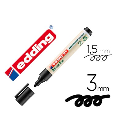 Rotulador edding 21 marcador permanente ecoline 90 reciclado color negro punta redonda 15 3 mm recargable